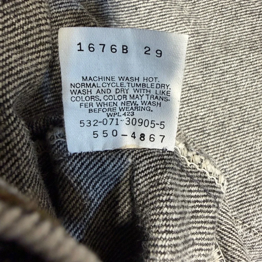 Vintage Levis 550 Relaxed Fit Tapered Leg Grey Acid Wash Jeans USA Made 36x32
